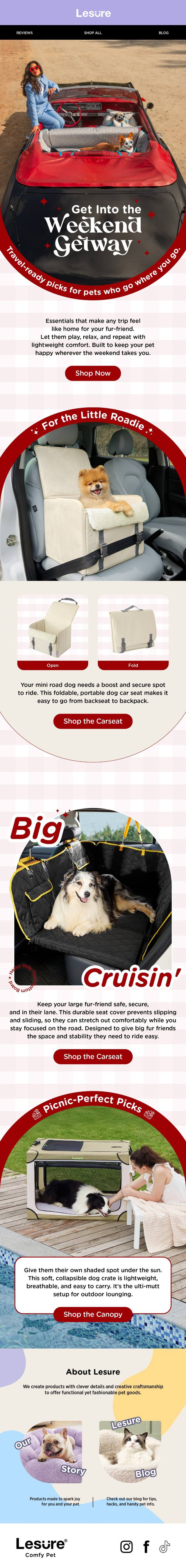 Weekend Getaway travel campaign email