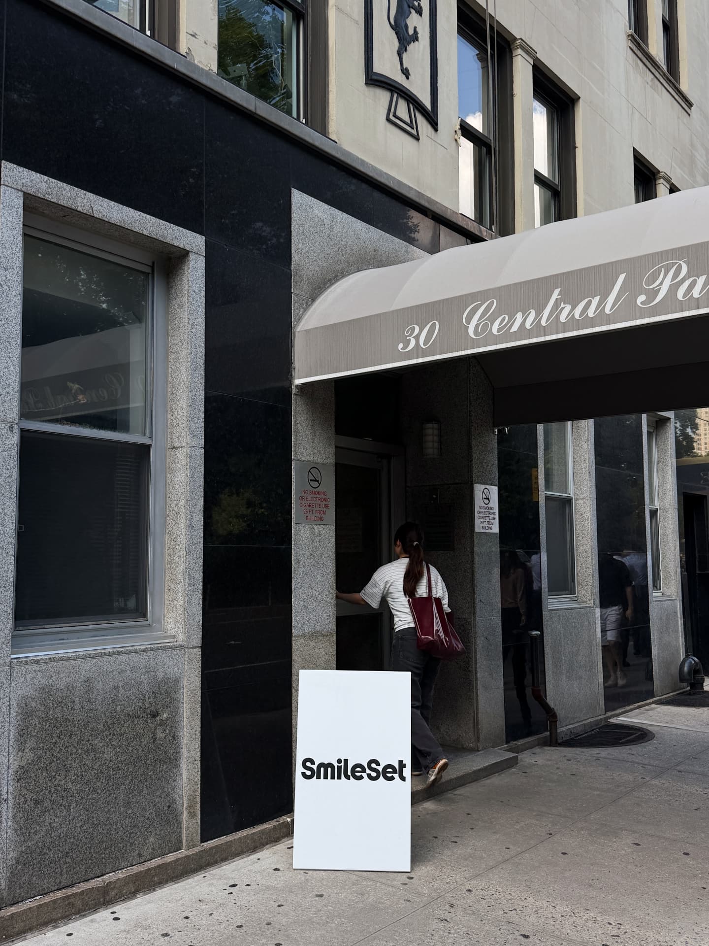 Exterior of the SmileSet studio entrance in New York City